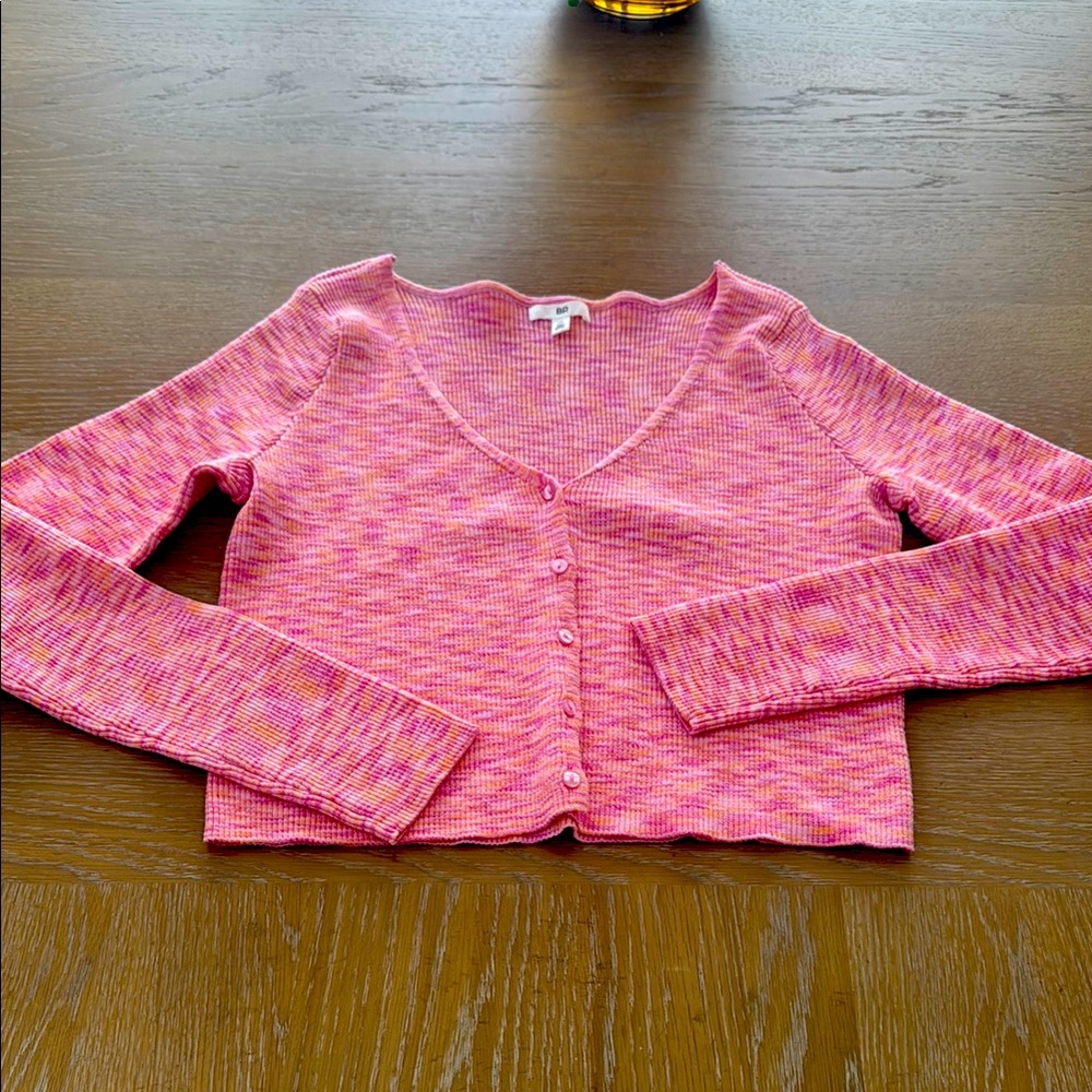 Nordstrom BP. Brass Plum 1X Plus Pink Crop Sweater V Neck Cardigan